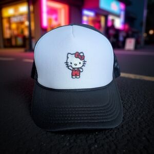 Hello Kitty Black and White Trucker Hat
